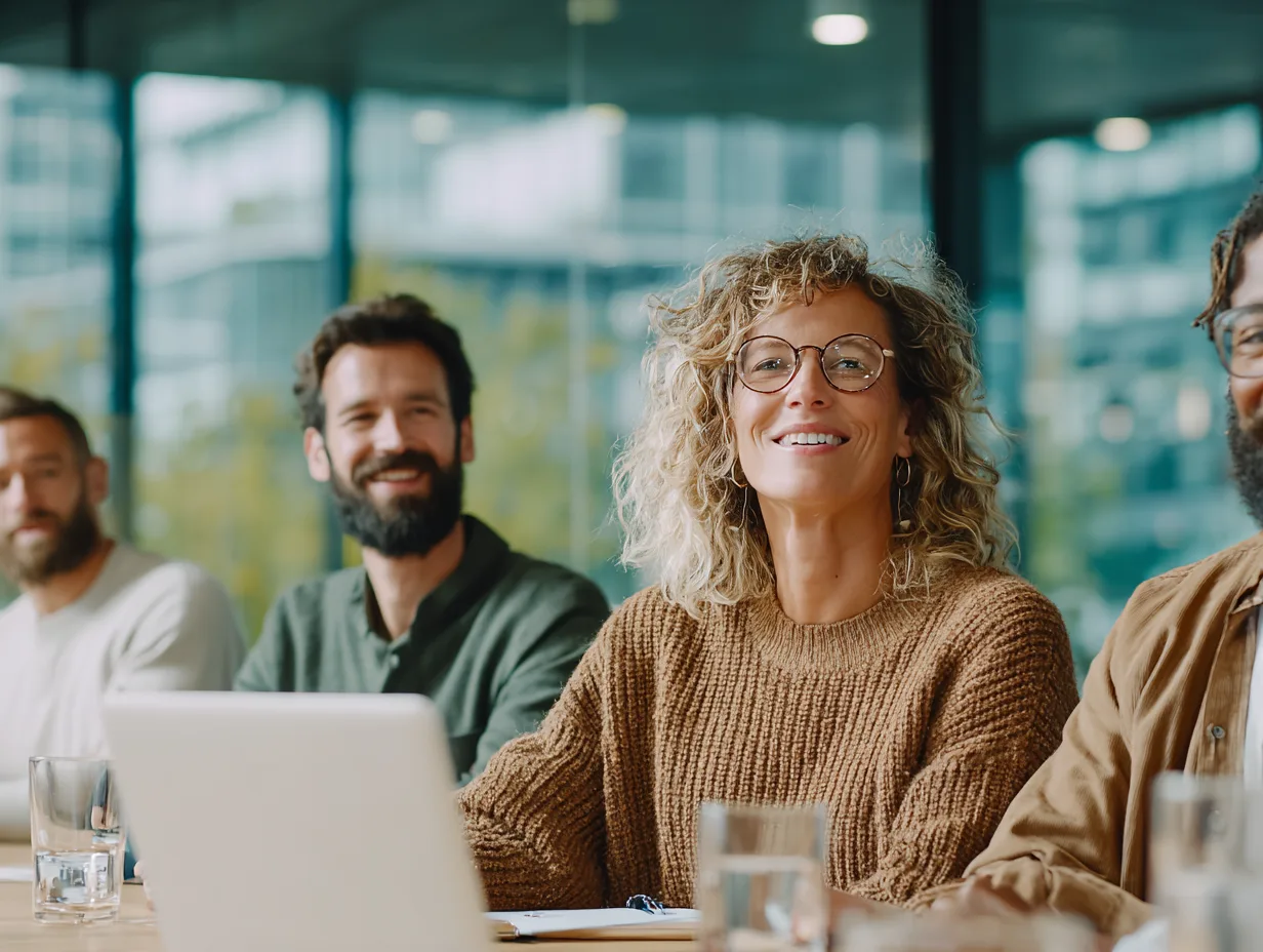 A team learning together (AI-generated people)